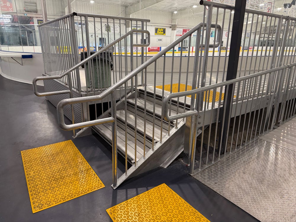 Stairs-and-Verticle-Pickets-airdrie-arena-bleachers
